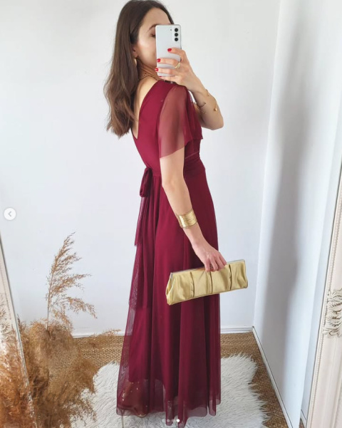 Latika tiulowa sukienka maxi bordowa Latika tiulowa sukienka maxi bordowa